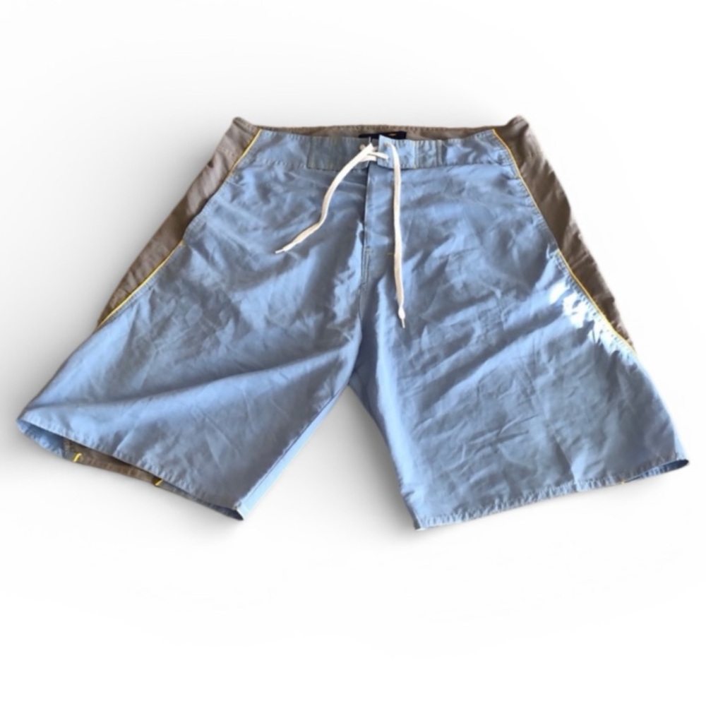 PT Sports Wear Mens Board Shorts Swim Trunks Size XL Light Blue and Gray EUC
